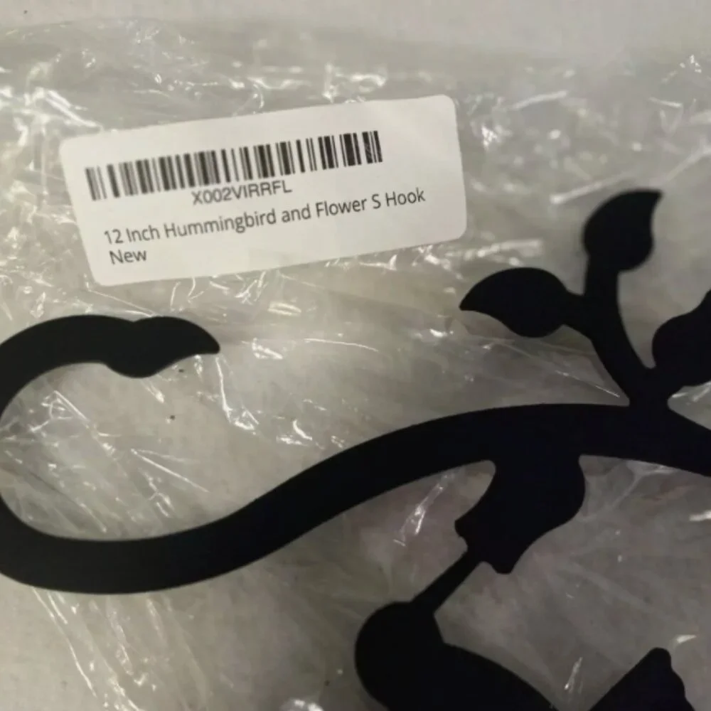 Hummingbird & Flower Metal S-Hook 12 inch Black NEW
